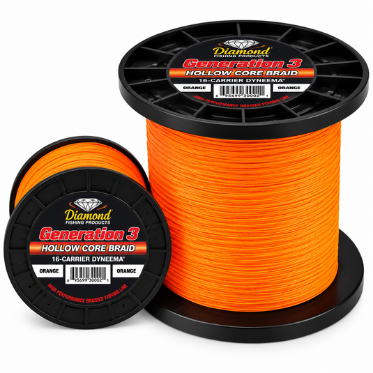 Diamond Generation 3 Hollow Core Braid 16-carrier Dyneema orange fishing line