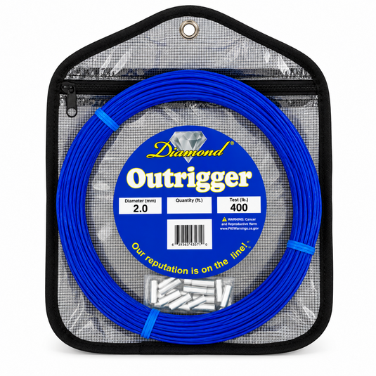 Diamond Outrigger Line Kit 400 lb blue outrigger line with crimps