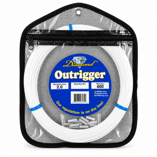 Diamond Outrigger Line Kit 400 lb white outrigger line with crimps