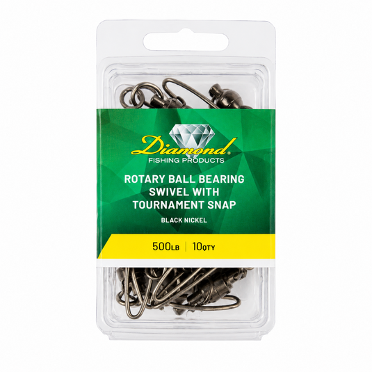 Diamond Rotary Ball Bearing Swivel with Tournament Snap, black nickel, 500 lb, 10 pack