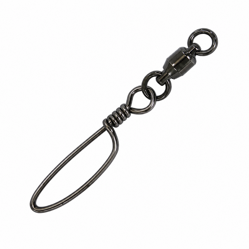 Load image into Gallery viewer, Diamond Rotary Ball Bearing Swivel with Tournament Snap in black nickel
