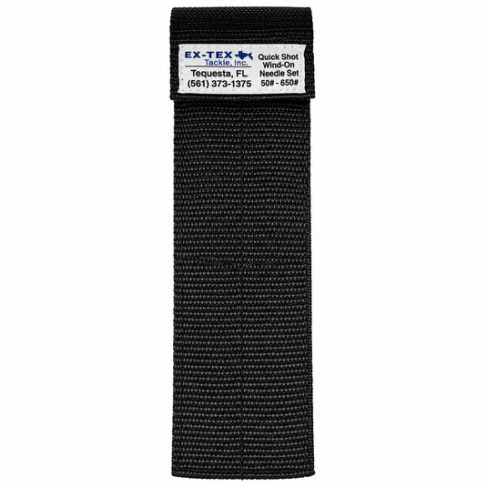 EX-TEX Quick Shot Wind-On Needle Set for 50–650 lb fishing line in a closed black protective sleeve with EX-TEX logo.
