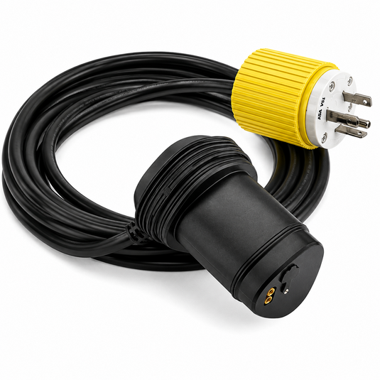 Fathom Electric AC power cord with yellow plug and black connector