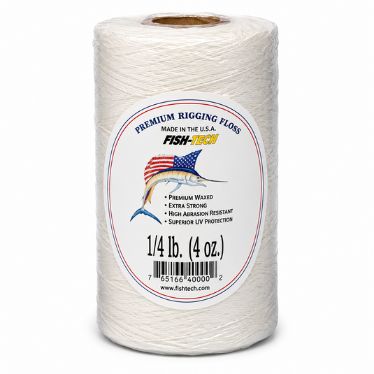 Fish-Tech premium white waxed rigging floss for offshore fishing and bait rigging