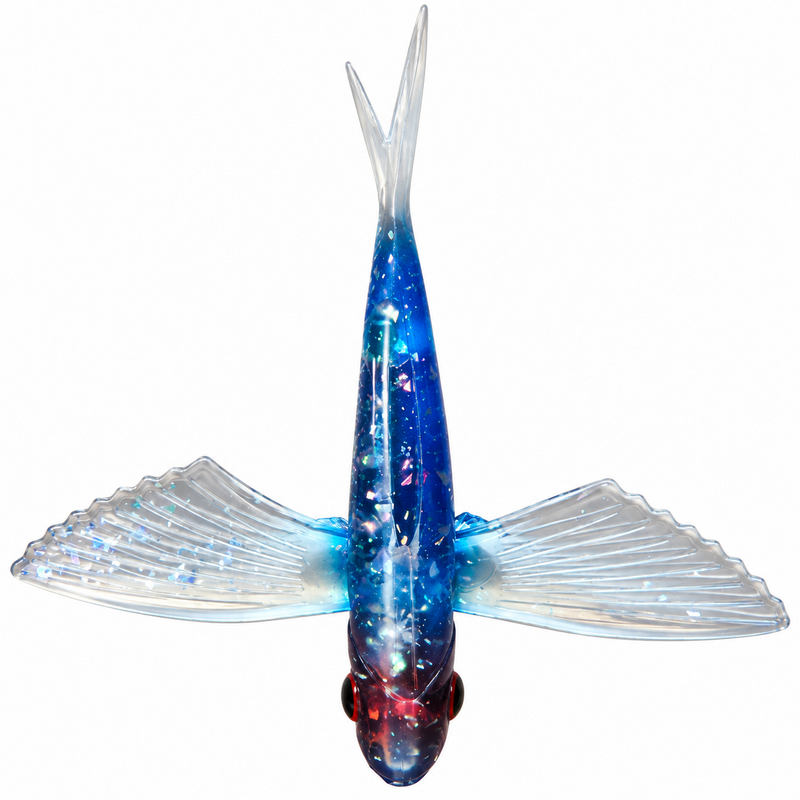 Load image into Gallery viewer, Flying fish offshore trolling bait with blue body and extended wings
