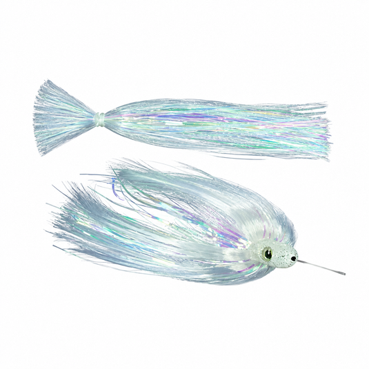 Gulfstream Zoom Witch White mylar trolling lure with 3D eye — 1.5oz for sailfish and mahi