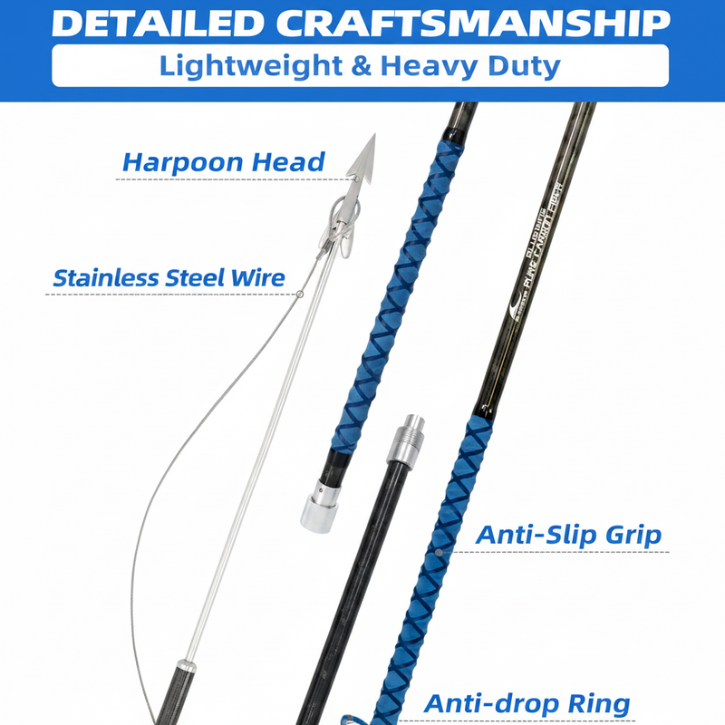 Load image into Gallery viewer, Bluewing 12ft Carbon Fiber Harpoon – 3-Piece Kit with Stainless Dart
