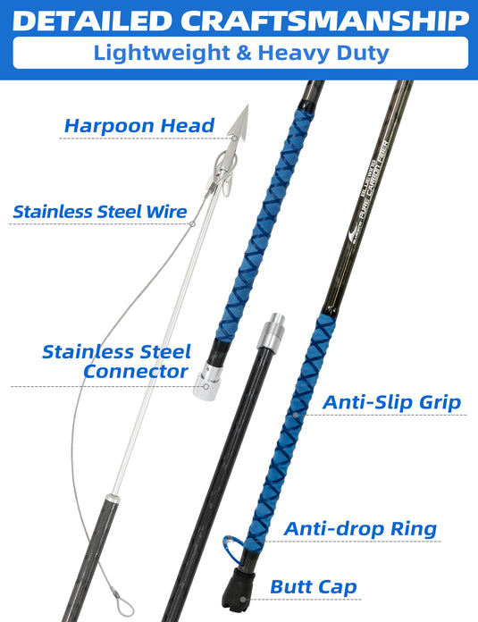 12ft Front Weighted Carbon Fiber Harpoon, 3 piece Kit with Stainless Dart