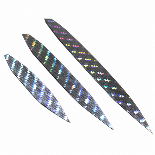 Holographic reflective fishing lure tape strips in three sizes