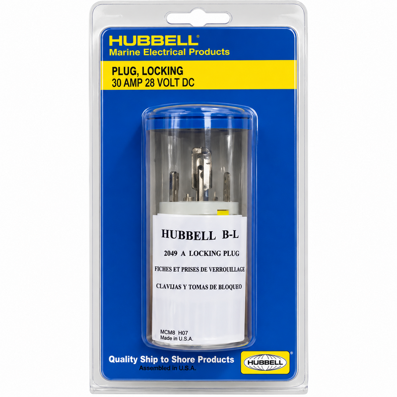 Load image into Gallery viewer, Hubbell 30 amp 28V DC locking plug for marine electric reel wiring
