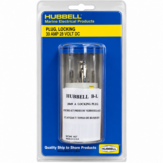 Hubbell 30 amp 28V DC locking plug for marine electric reel wiring