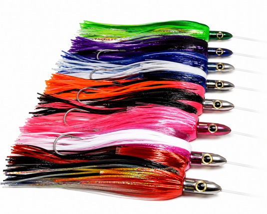 Ilander wahoo trolling lures rigged on stainless steel double hookset  all colors