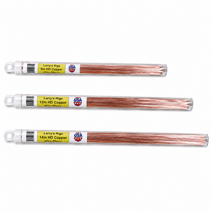 Load image into Gallery viewer, Larry's Rigs HD Copper Wire in 9, 12 and 14 inch sizes for offshore bait rigging
