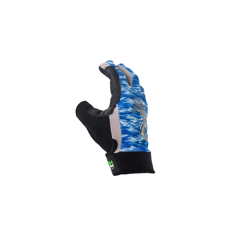 Load image into Gallery viewer, Fish Monkey Half Finger Jigging Gloves – Blue Water Camo – The Crusher

