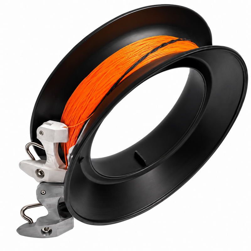 Load image into Gallery viewer, LMR kite fishing line setup with 80 lb orange braid and release clips
