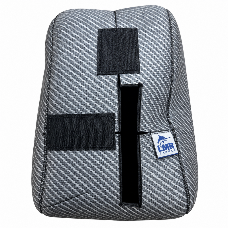 Load image into Gallery viewer, LMR Tackle carbon fiber pattern electric reel cover with Velcro closure straps
