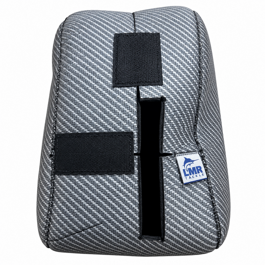 LMR Tackle carbon fiber pattern electric reel cover with Velcro closure straps