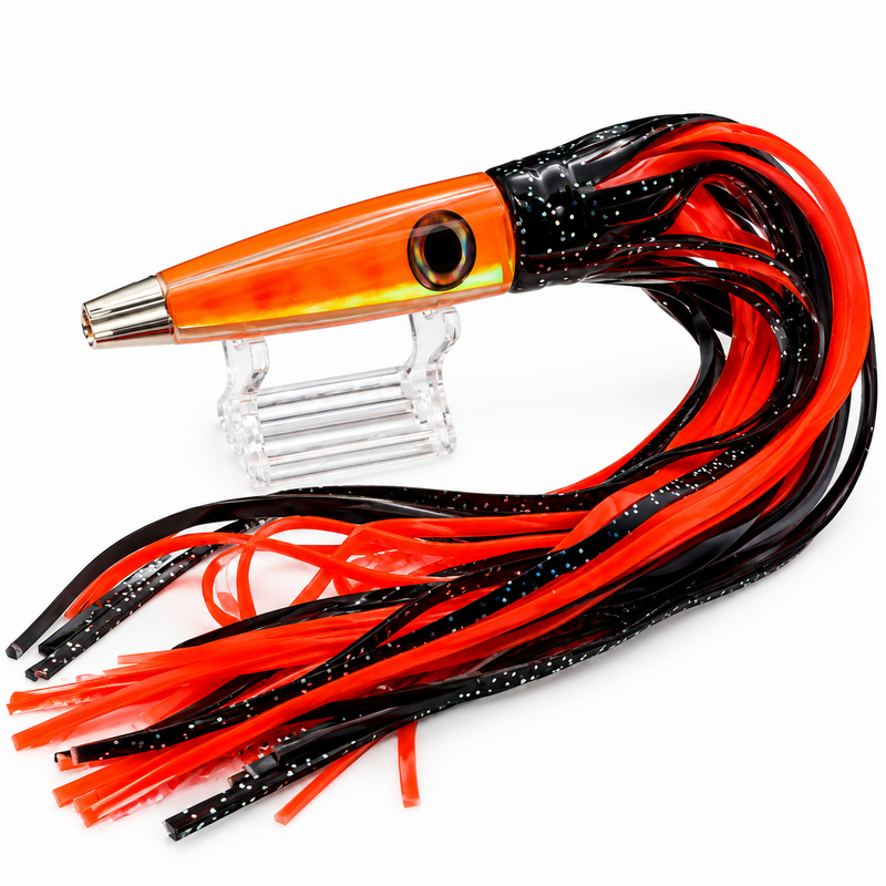 Load image into Gallery viewer, LMR Wahoo Trolling Dart – Orange Crush Blackout – 5 oz
