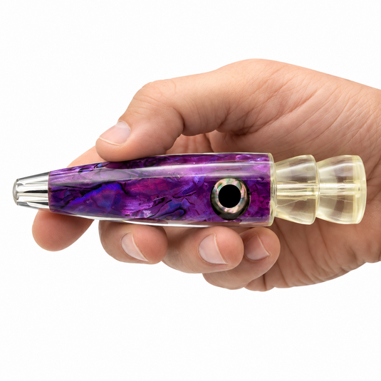 LMR Wahoo Trolling Dart Purple Reign 5 oz purple abalone lure head close-up