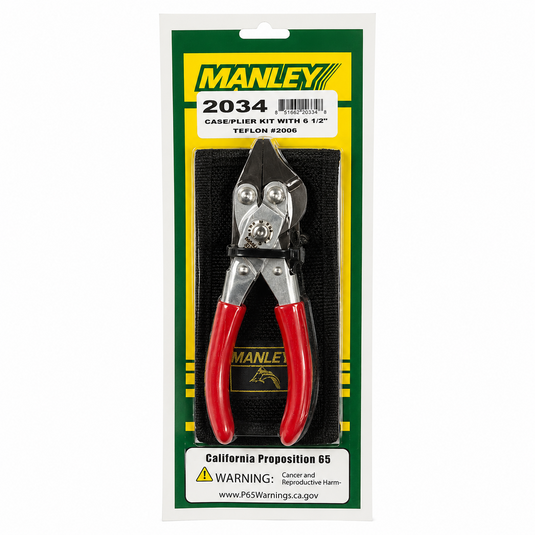 Manley 2034 6-1/2 inch Teflon pliers with clip-on case in retail packaging