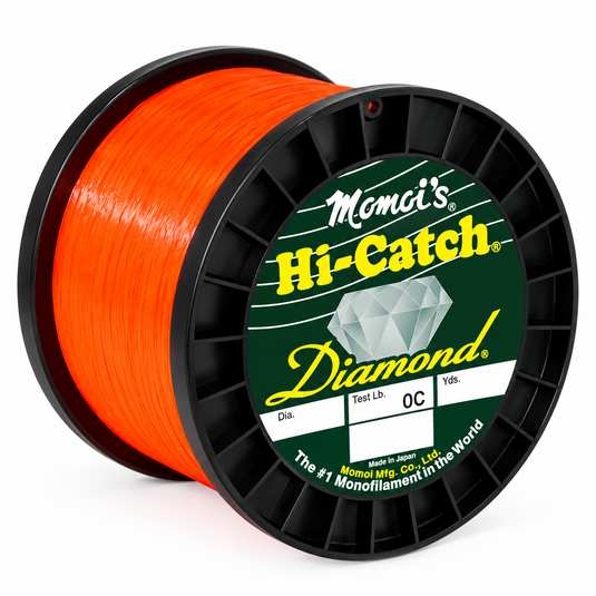 Momoi Hi-Catch Diamond Orange Crush monofilament fishing line spool