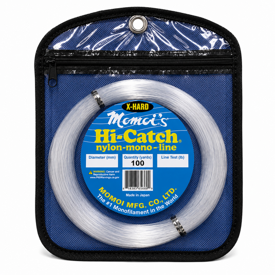 Momoi Hi-Catch X-Hard nylon monofilament leader line in clear