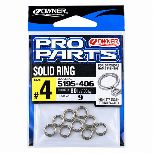 Owner Pro Parts Solid Ring Size 4 80 lb stainless steel offshore fishing rings