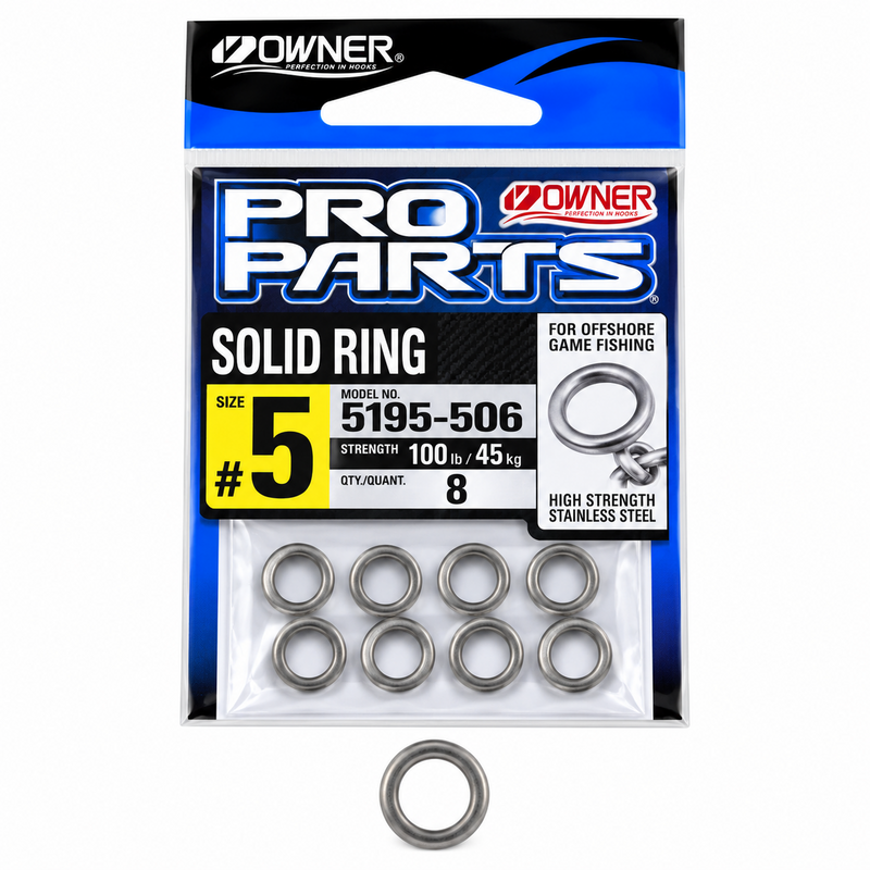 Load image into Gallery viewer, Owner Pro Parts Solid Ring Size 5 100 lb high strength stainless steel offshore fishing rings
