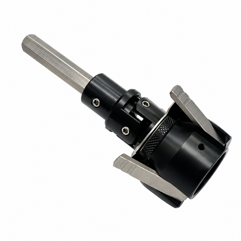 Load image into Gallery viewer, Angled view of Reel Crankie drill-powered reel spooler for Shimano Tiagra 50 and 80 reels
