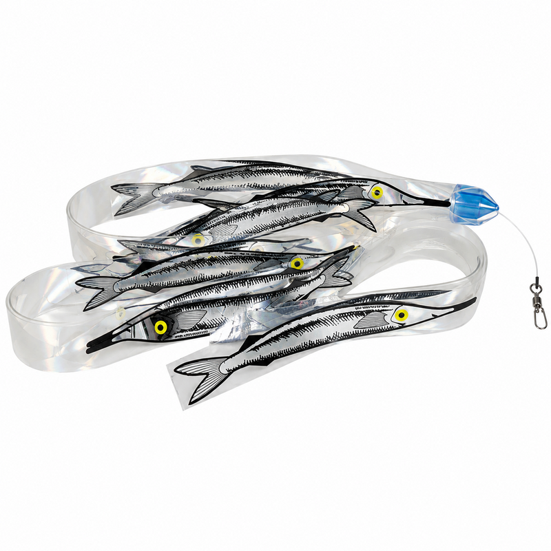 Load image into Gallery viewer, Replacement Ballyhoo StripTeasers 15-fish teaser strip for offshore dredge fishing
