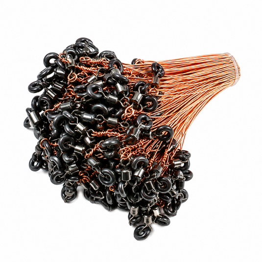 Close-up of Ringer Swivels Pre-Twisted Size 1 Qty 250 for offshore bait rigging