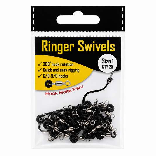 Ringer Swivels Size 1 25 pack for offshore fishing and bait rigging