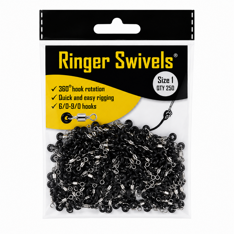 Load image into Gallery viewer, Ringer Swivels Size 1 bulk 250 pack for offshore fishing and bait rigging
