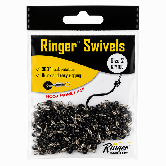 Ringer Swivels Size 2 100 pack for offshore fishing and bait rigging