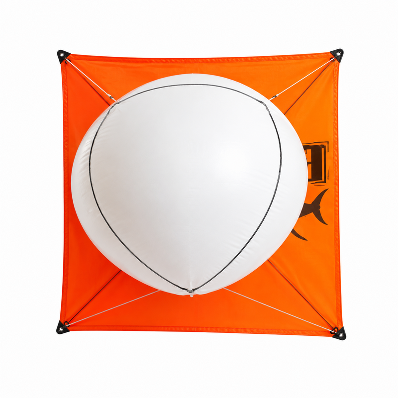 Load image into Gallery viewer, SeaQualizer Kite Thong orange offshore fishing kite with white center panel
