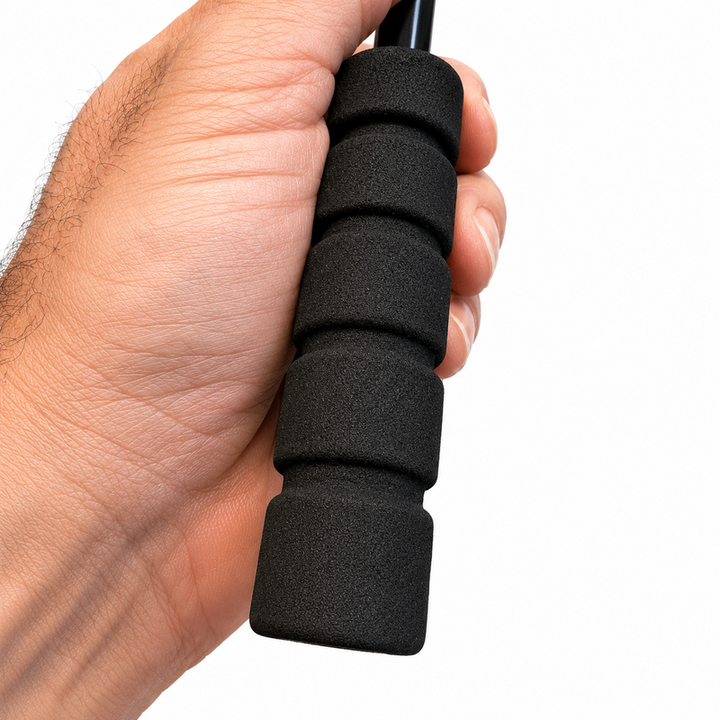 Load image into Gallery viewer, Close-up of Spool-Logic bait rigging tool black foam handle for offshore fishing
