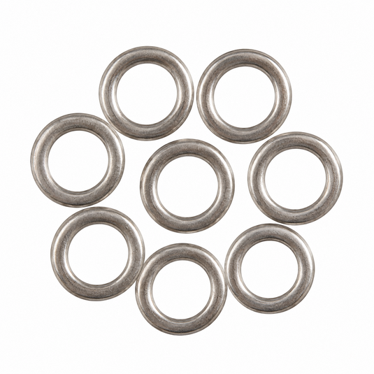 Stainless steel rigging rings for kite fishing tackle and offshore rigging