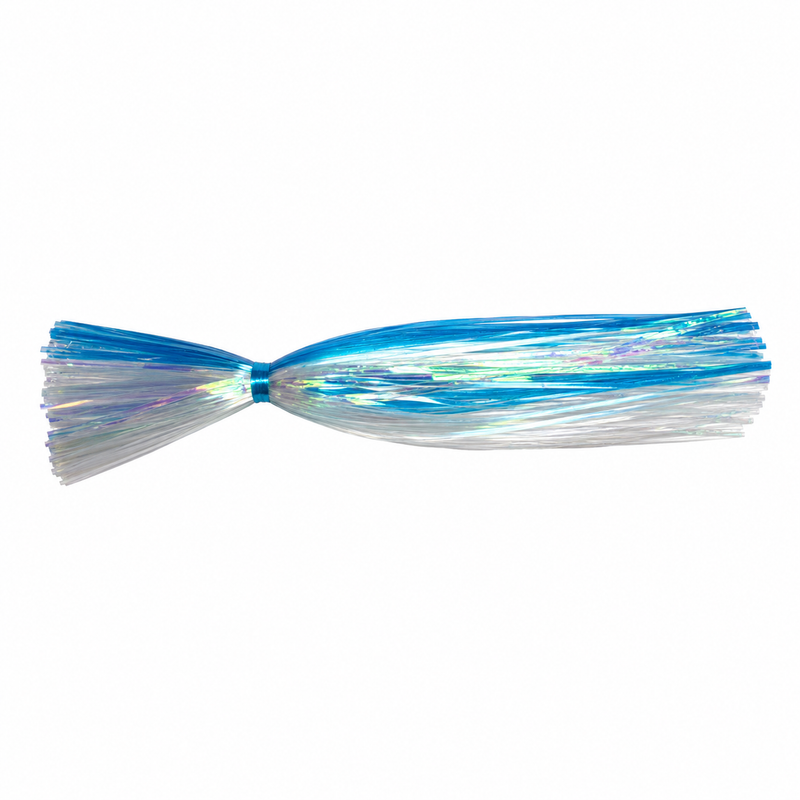 Load image into Gallery viewer, Stan Reuwer Sea Witch Carolina Blue/White hand-tied trolling lure for mahi and wahoo
