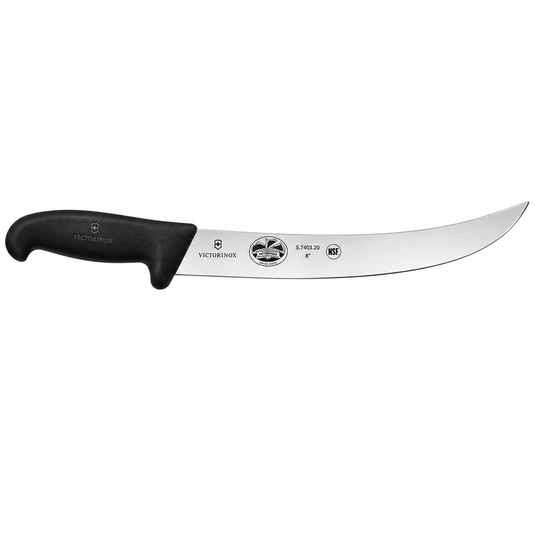 Victorinox 8-inch curved breaking knife with black handle and stainless steel blade