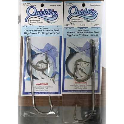QuickRig Double Trouble "0" Degree Stainless Steel Big Game Trolling Hook Set
